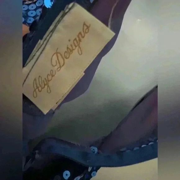 Vintage Alyce Designs Sapphire Blue Sequin Beaded Dress Size 8 - Picture 11 of 12